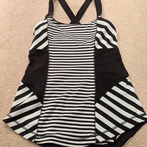 Lululemon Size 4 Striped Workout Tank Mint Black